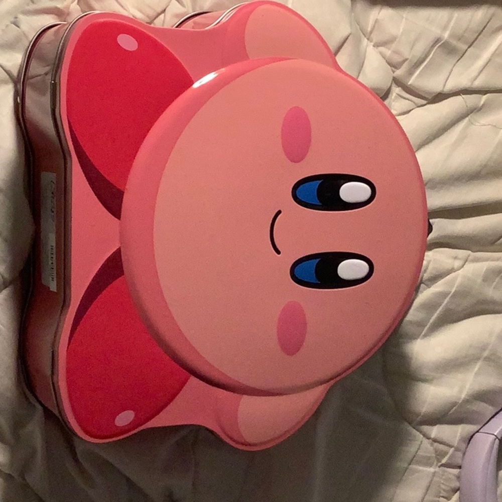 Pink Kirby Shaped Tin lunch box